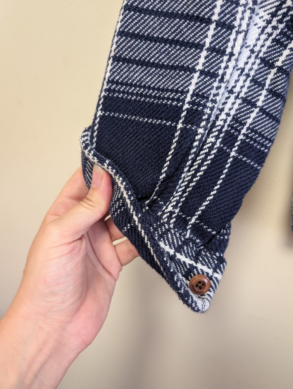 Outerknown Blanket Shirt M/L Navy White Plaid Organic Cotton Overshirt - Picture 6 of 8
